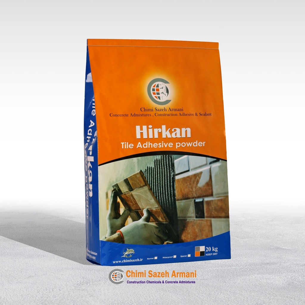 چسب کاشی پودری ویژه پرسلان طوسی hirkan c2 ps